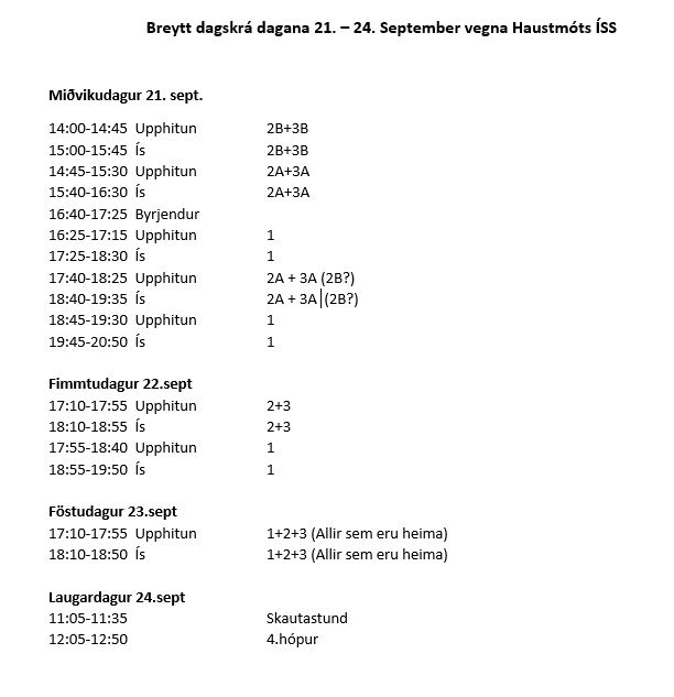 Breytt dagskrá