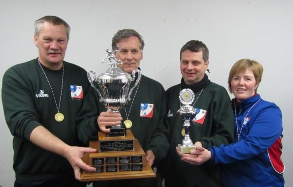 Gimli-meistarar 2010: Kristján Þorkelsson, Gísli Kristinsson, Jóhann Björgvinsson og Elísabet Inga Á…