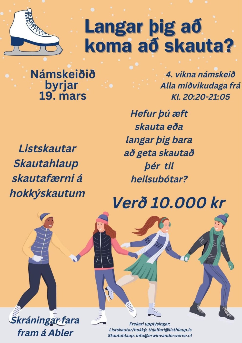 4 vikna Skautanámskeið fyrir alla aldurshópa hefst á miðvikudag