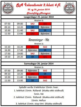 Íslandsmót hjá 4. flokki - dagskrá