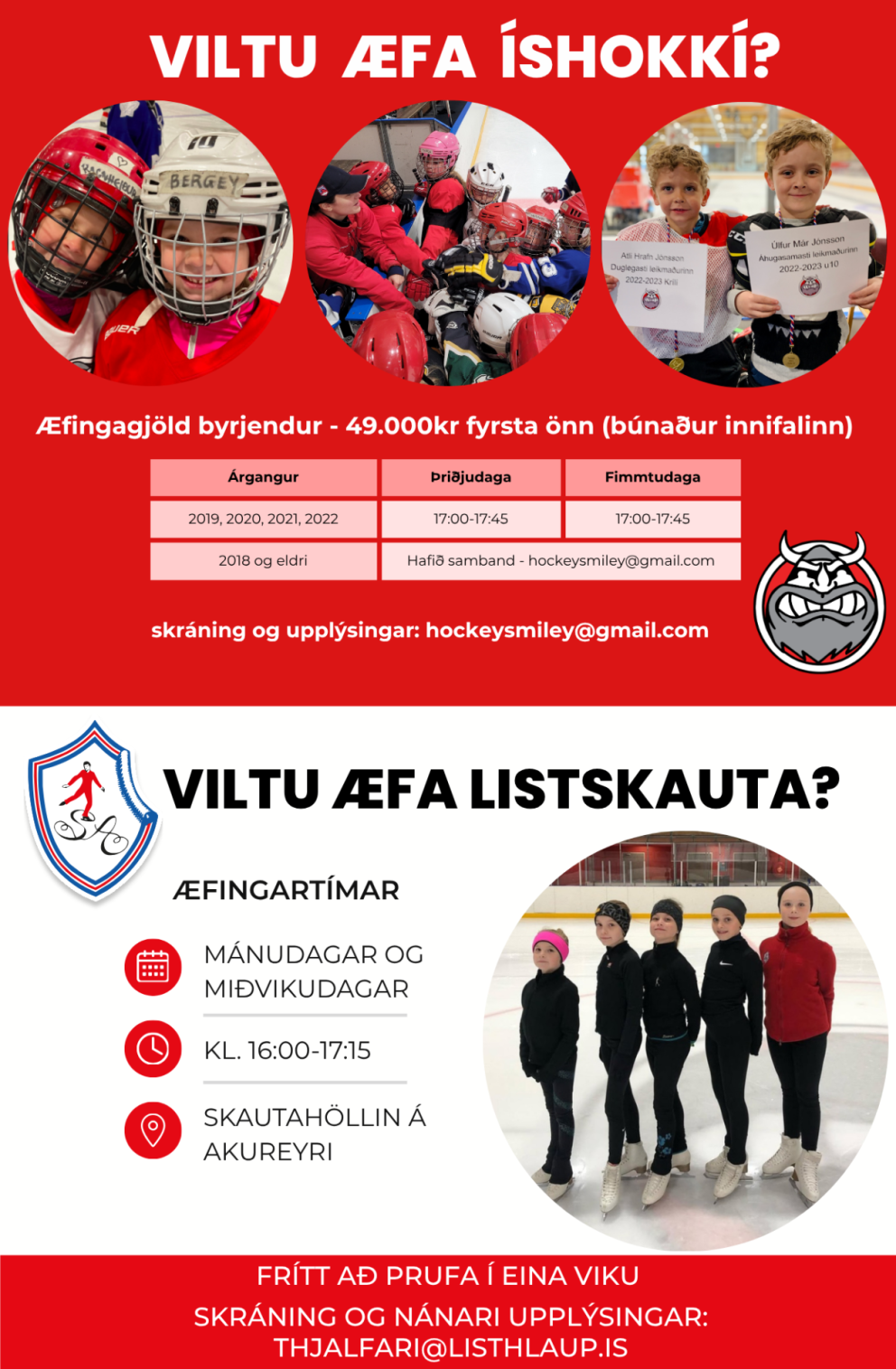 Vetrarstarfið hafið hjá Skautafélagi Akureyrar