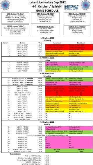 Leikjadagskrá mótsins (breytt)