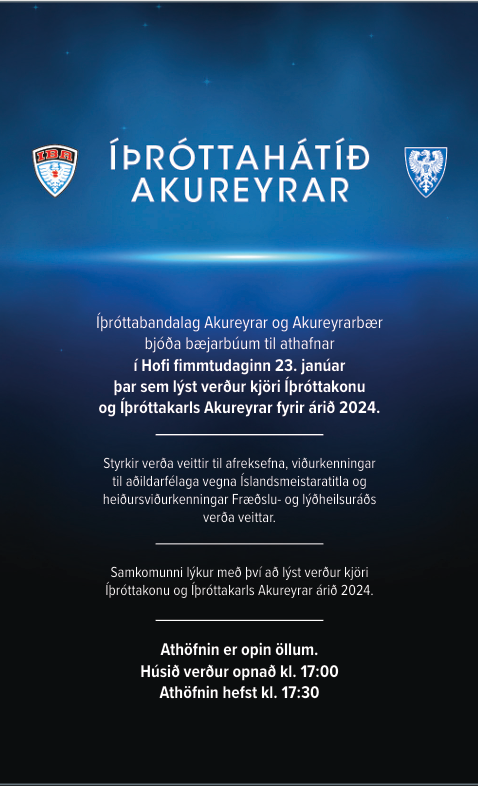 Íþróttahátíð Akureyrar fyrir árið 2024 í kvöld