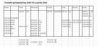 Tímatafla vorannar 2016