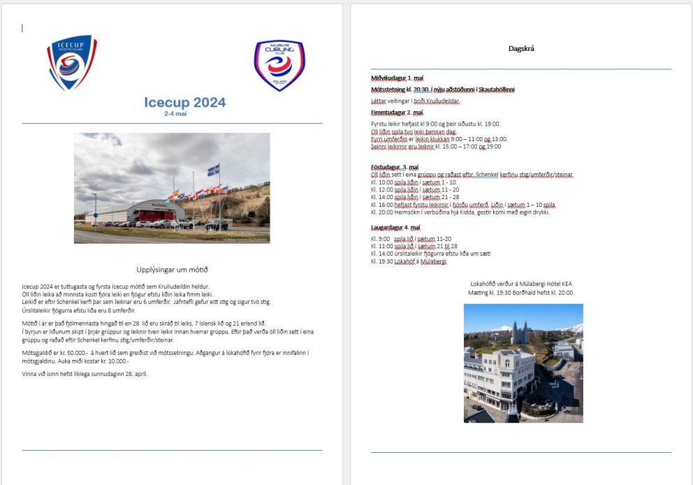 Dagskrá Icecup 2024