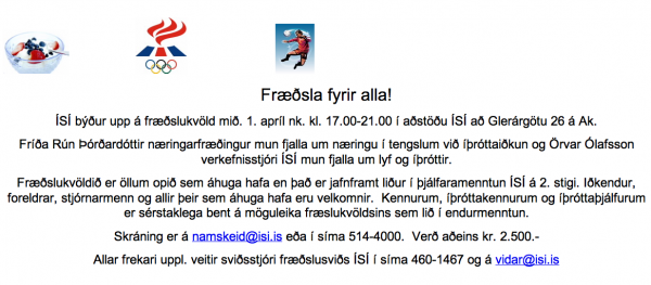 Fræðslukvöld ÍSÍ 1. apríl