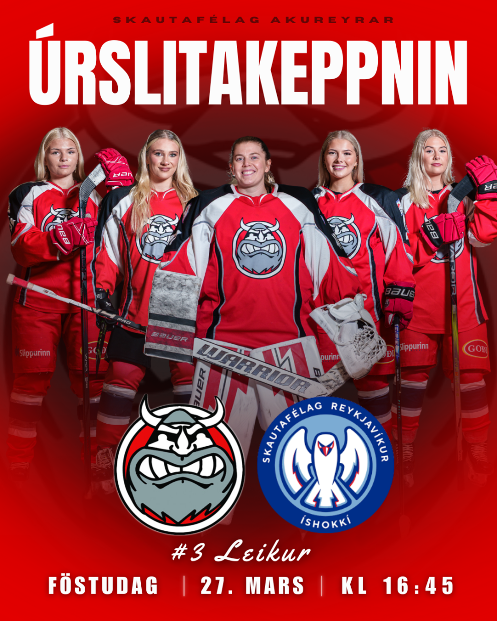 Leik 3 í úrslitakeppninni frestað til morguns vegna veðurs!