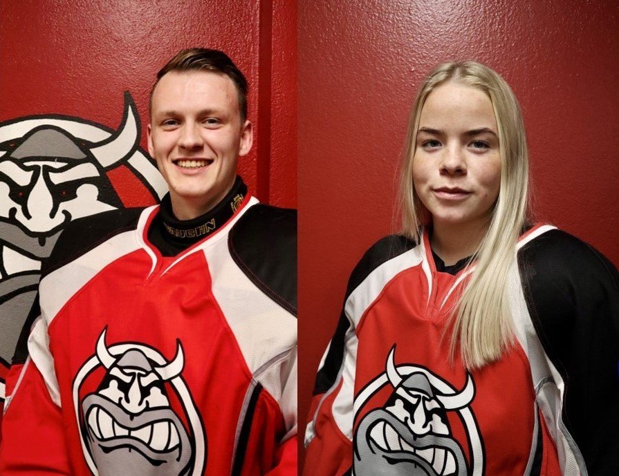 Jakob og Amanda, íshokkímaður og íshokkíkona hokkídeildar 2023