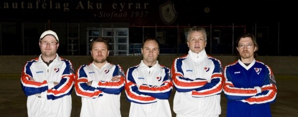 Lið Íslands á Evrópumótinu í krullu 2009, frá vinstri: Jón Ingi Sigurðsson, fyrirliði, Ólafur Númaso…