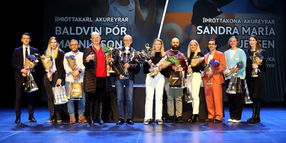 5 efstu í kjöri íþróttakonu og íþróttakarls Akureyrar 2023. Mynd Þórir Tryggvason.
