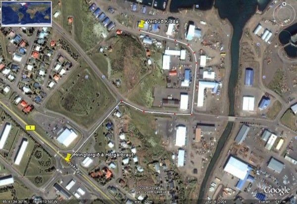 Það er auðvelt að finna verbúðina hans Kidda, jafnvel utan úr geimnum!