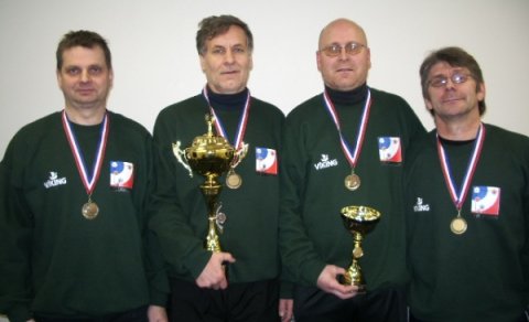 Akureyrarmeistarar í krullu 2007 - Víkingar. Frá vinstri: Jóhann Björgvinsson, Gísli Kristinsson, Rú…