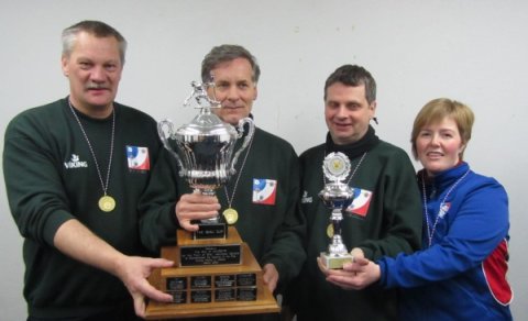 Gimli-meistarar 2010: Kristján Þorkelsson, Gísli Kristinsson, Jóhann Björgvinsson og Elísabet Inga Á…