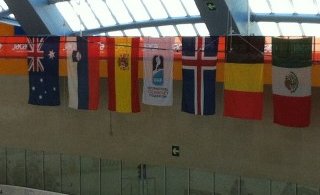 Fánarnir í Jaca (mynd: María Stefánsdóttir)