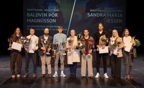 Efstu í kjöri íþróttafólks Akureyrar 2026. (mynd: Axel Darri Þórhallsson)