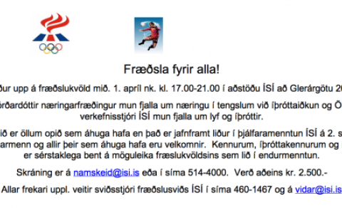 Fræðslukvöld ÍSÍ 1. apríl