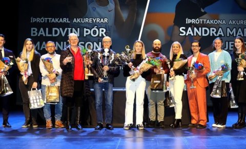 5 efstu í kjöri íþróttakonu og íþróttakarls Akureyrar 2023. Mynd Þórir Tryggvason.